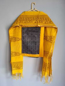 Yellow & Grey Salwar Kameez Unstitched FABRIC NEW