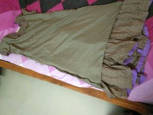 Aesthetic Grey Purple Printed Cotton Anarkali Suit