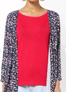 Fig - Round-Neck Floral Print Twofer - Size XS
