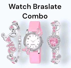 Combo Pack Of Pink Watch & Bracelet Set