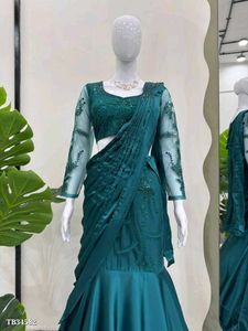 Green Lehenga Saree
