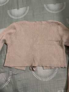 Ribbed Tie Front Crop Top