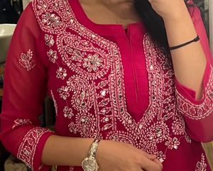 Elegant Pink Chikankari Kurta