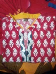 Red &amp; Yellow Print Tunic Top