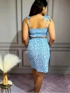 Blue Flower Print Dress