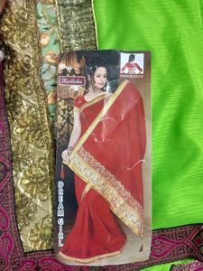 Parrot Green Lycra Saree