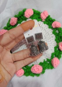 Oxidized Silver Jhumkas