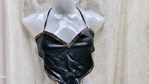 Black Embellished Halter Top