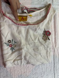 Silver Thread Embroidered Crop Top