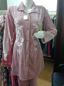 Party Wear Velvet Embroidered coord Set