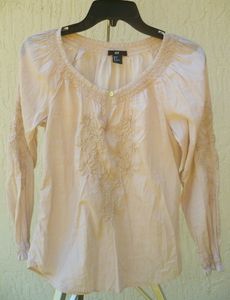 H&amp;M Embroidered Beige Top