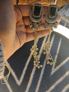 Dangling Black Stone Earrings