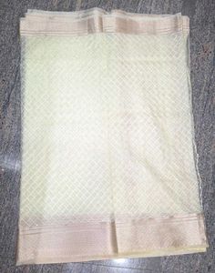 Beautiful Cream Sequence Net Saree