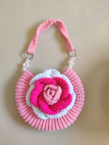 Hand Made Crochet 3d Rose Bag