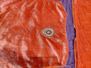 Embroidered Orange velvet shrug, jacket
