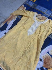 Yellow Embroidered Kurta