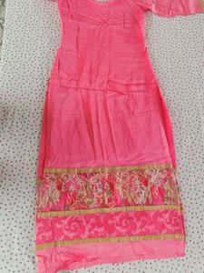 Pink Embroidered Silk Kurta