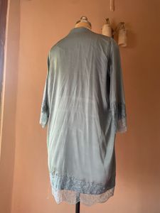 Vintage Blue Lace Trim Robe