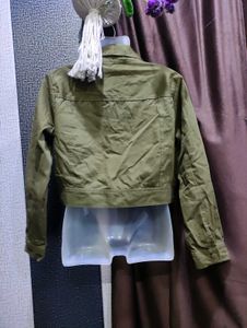 Olive Green Cropped Jacket