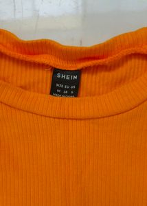 Shein Orange Ribbed Sleeveless Top