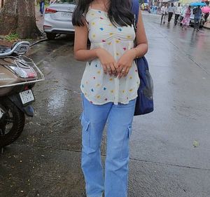Butterfly Print Tank & Cargo Jeans