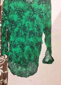 Green Print Top