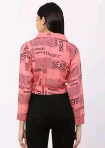 Trendy Pink Crop Printed Shirt♥️