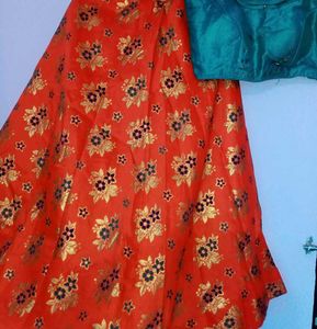 Red &amp; Green Indian Lehenga Set