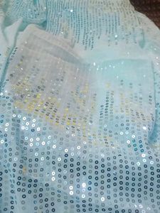 Sequin Off Light Blue Saree