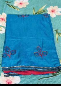 Elegant Teal Embroidered Saree