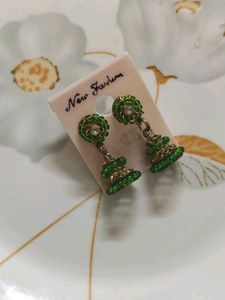 Green Jhumka Earrings