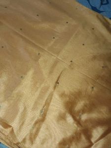 Golden Saree with Floral Border