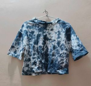 Eyelet Tie-Dye Crop Top