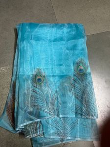 peacock pankh  beautiful organza sareee😍😍😍