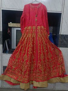 Heavy Embroidery Gown Satin Net Fabric