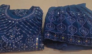 Blue Embellished sharara set