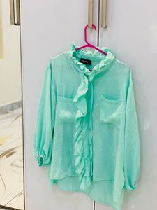 Mint Ruffle Blouse