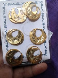 Gold Tone Crescent Star Earrings Set Of 6