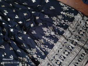 Black &amp; Gold Print Lehenga Set