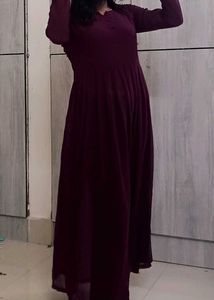 Elegant Burgundy Long Kurti | Full Sleeves