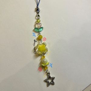 Cute Yellow Themed Handmade Beaded Phone Charm