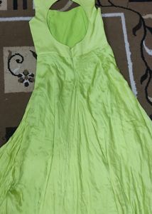 Parrot Green Satin Dress