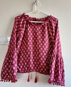 Full, Ballon Sleeves Printed Top (XS / S - Size)