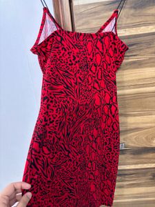 Red Animal Print Slip Dress