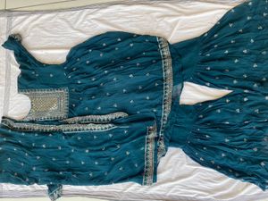 Teal Embellished Pakistani Dress Xl Size