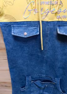 Denim Dress with Yellow Top Size 38