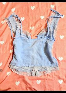 Cute Blue Cropped Tank Top