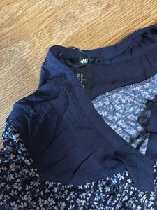 H&amp;M Floral Print Top - Navy Blue