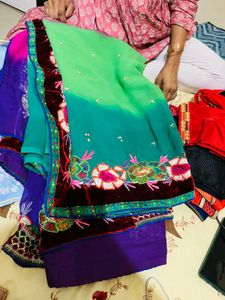 Elegant Green Embroidered Saree new wdt tag