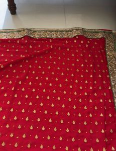 Red &amp; Gold Embroidered Saree